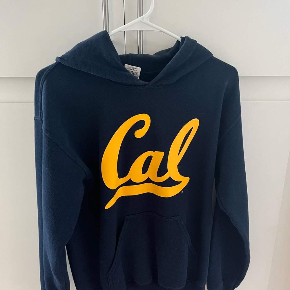 Cal Navy Hoodie Sweatshirt with Yellow Logo